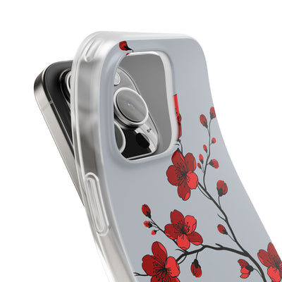 Grey Lite Phone Case for iPhone - Crimson Blossom Onyx