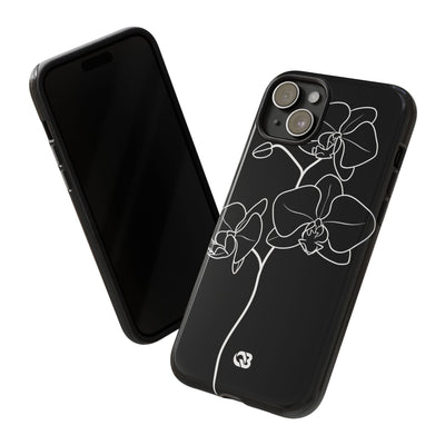 Black Tough Phone Case for iPhone - Noir Alabaster Orchid