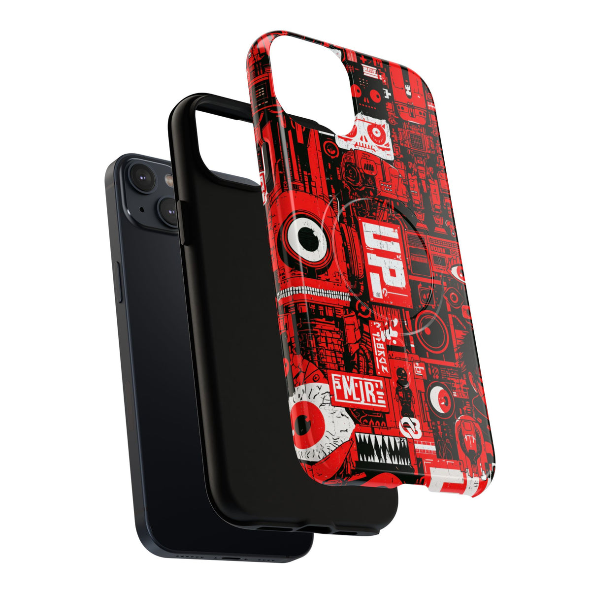 Neo Mecha Collage · Tough 2.0 Magnetic Phone Case for iPhone · Red