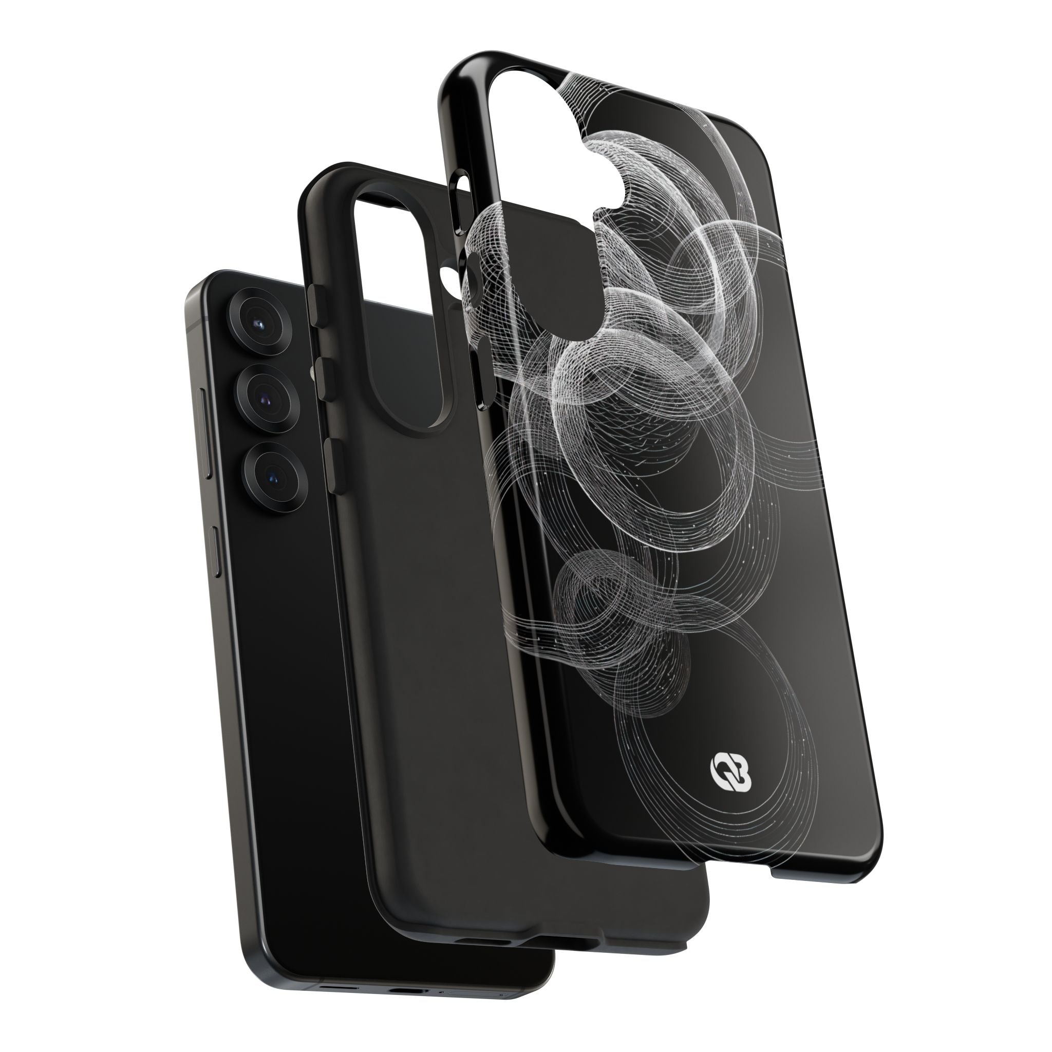 Black Tough Phone Case for Samsung - Kinetic Wireframe Orbit