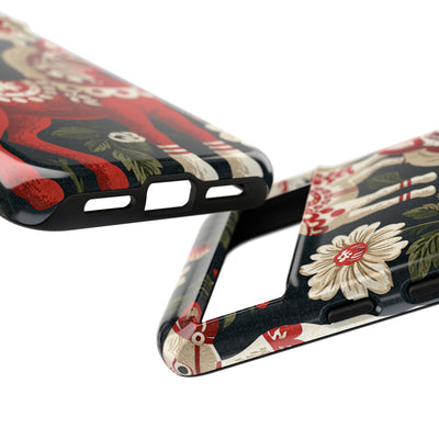Nordic Dala Meadow · Tough Phone Case for Pixel ·  Red