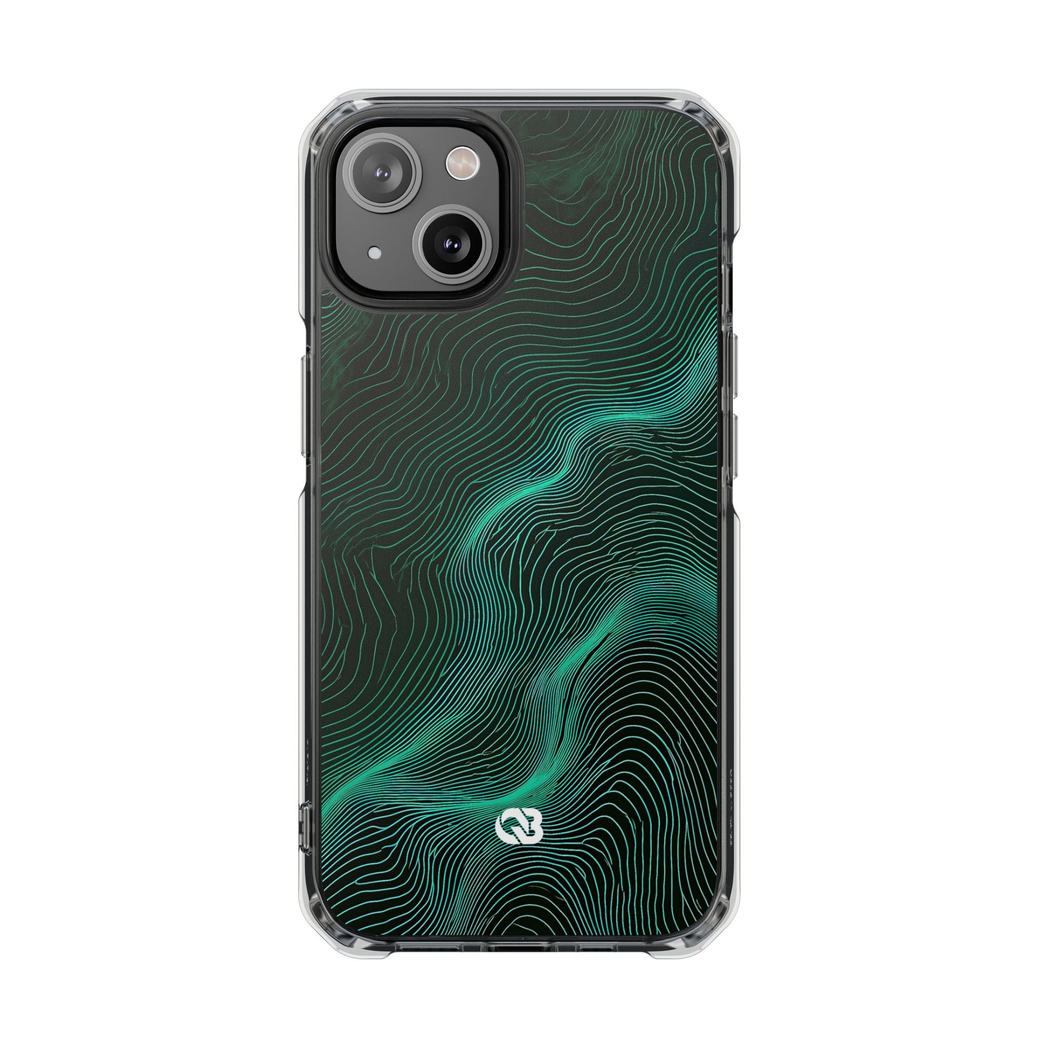 Teal Impact MagSafe Phone Case for iPhone - Neon Jade Contour
