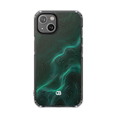 Teal Impact MagSafe Phone Case for iPhone - Neon Jade Contour