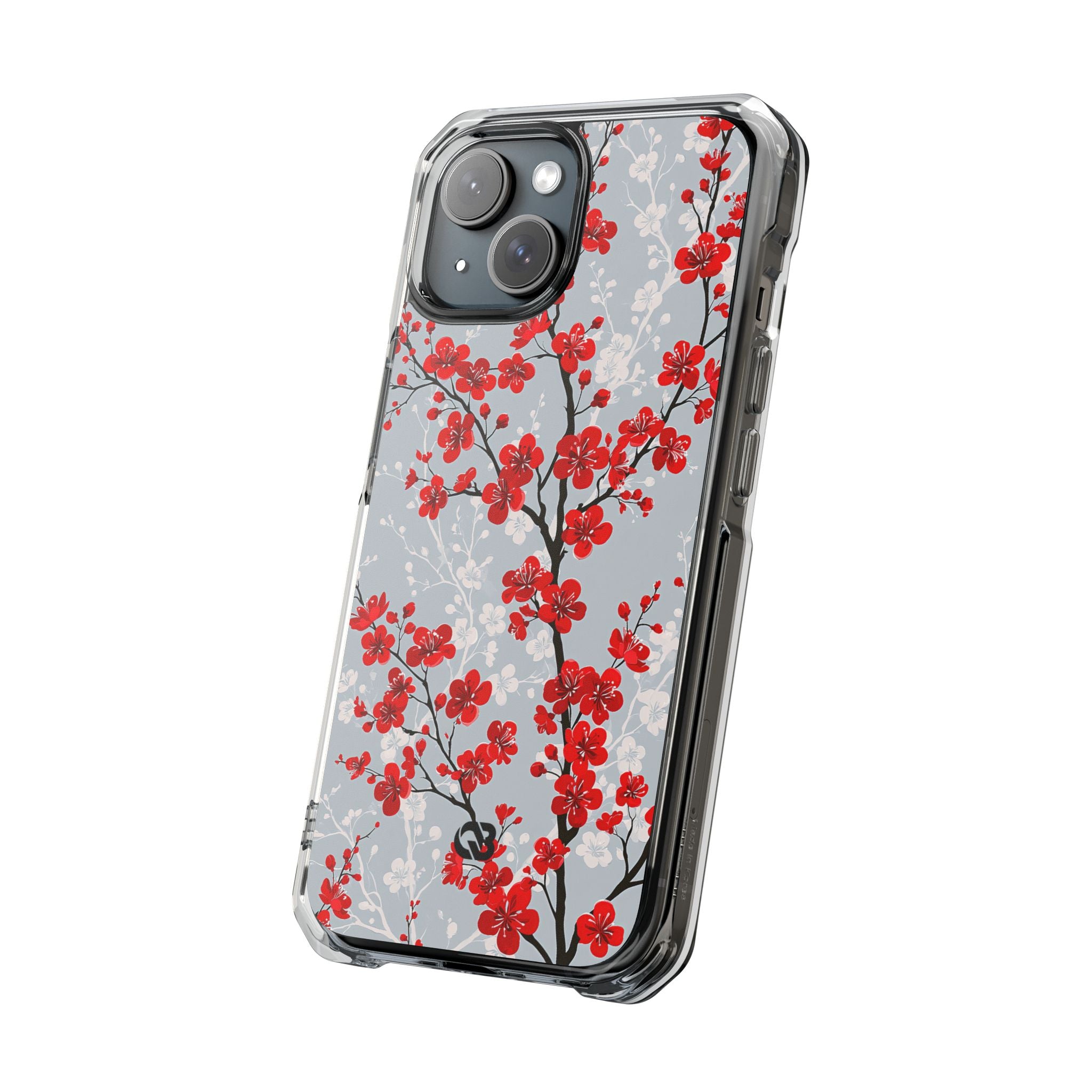 Grey Impact MagSafe Phone Case for iPhone - Crimson Sakura Slate