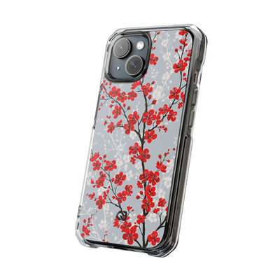 Grey Impact MagSafe Phone Case for iPhone - Crimson Sakura Slate