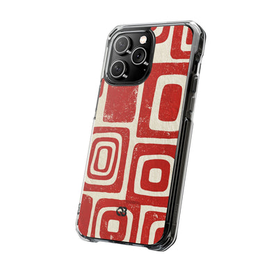 Vermilion Block Motif · Clear Impact Magnetic Phone Case for iPhone · Red