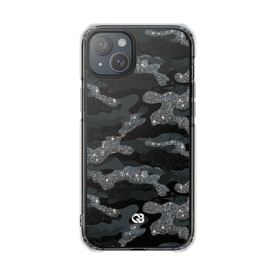Glitter Shadow Camo · Clear Impact Magnetic Phone Case for iPhone · Black