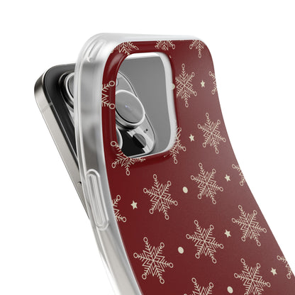 Cream Snowflake Crimson iPhone 16 Pro Max Case - Soft