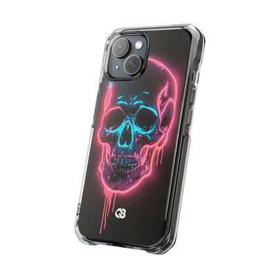Neon Drip Skull · Clear Impact Magnetic Phone Case for iPhone · Black