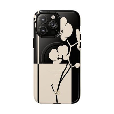 Beige Tough 2.0 Magsafe Phone Case for iPhone - Nocturnal Orchid Frame