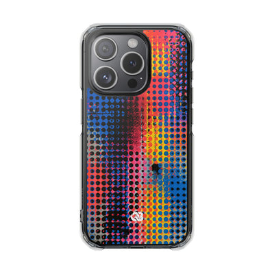 Chromatic Halftone Grid · Clear Impact Magnetic Phone Case for iPhone ·  Blue
