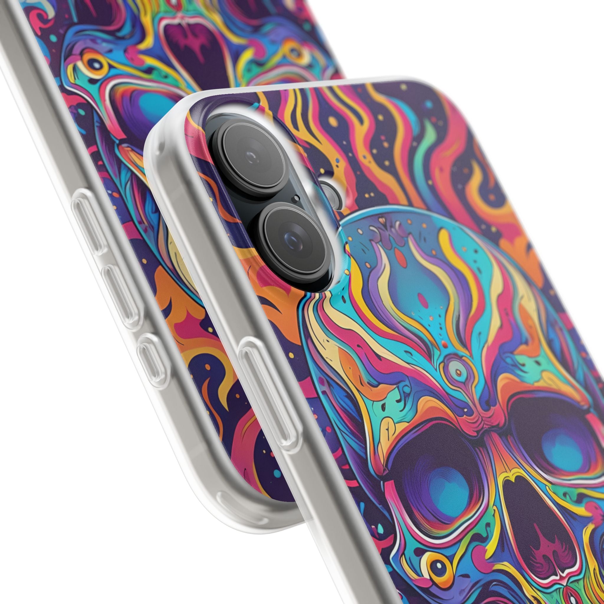 Flaming Skull iPhone 16 Plus Cover - Blød