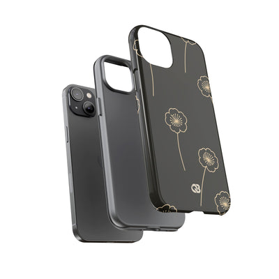 Black Tough Phone Case for iPhone - Obsidian Sand Petals