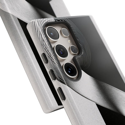 Grey Tough Phone Case for Samsung - Obsidian Moiré Wave