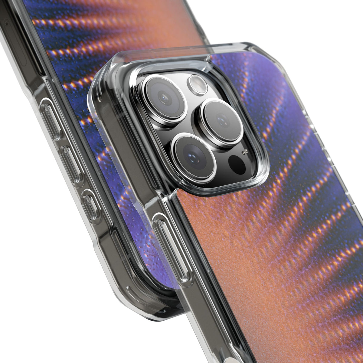 Luminous Aura Burst · Clear Impact Magnetic Phone Case for iPhone · Blue