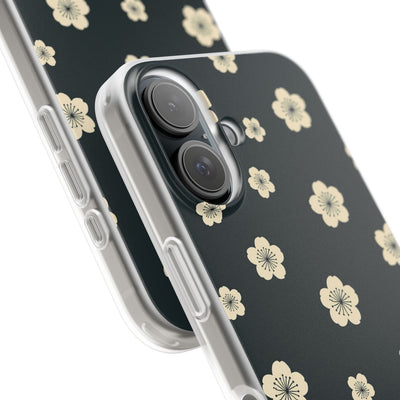 Teal Lite Phone Case for iPhone - Obsidian Cream Petals