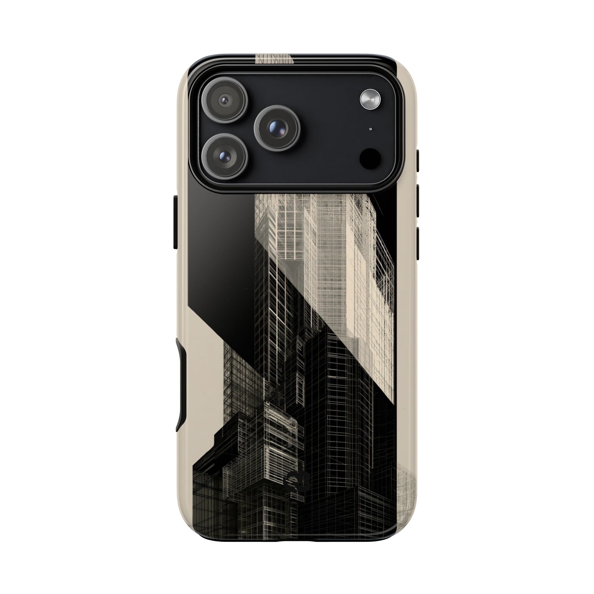 Beige Tough Phone Case for iPhone - Monolith Urban Grid