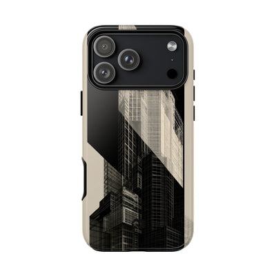 Beige Tough Phone Case for iPhone - Monolith Urban Grid