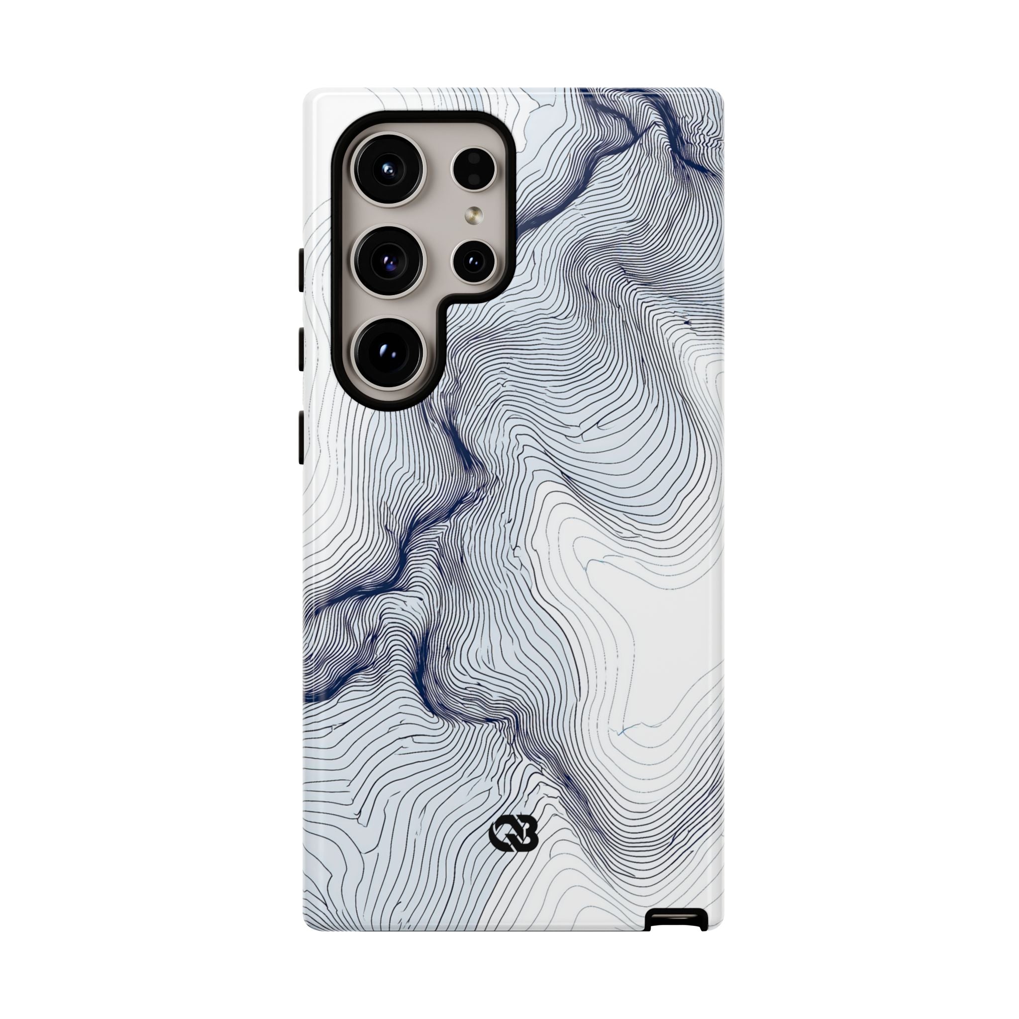 White Tough Phone Case for Samsung - Nordic Ridge Topo