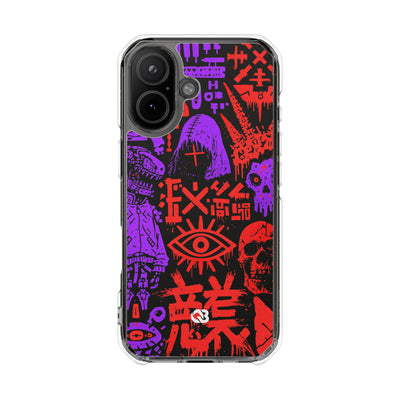 Underground Cyber Glyphs · Clear Impact Magnetic Phone Case for iPhone · Black