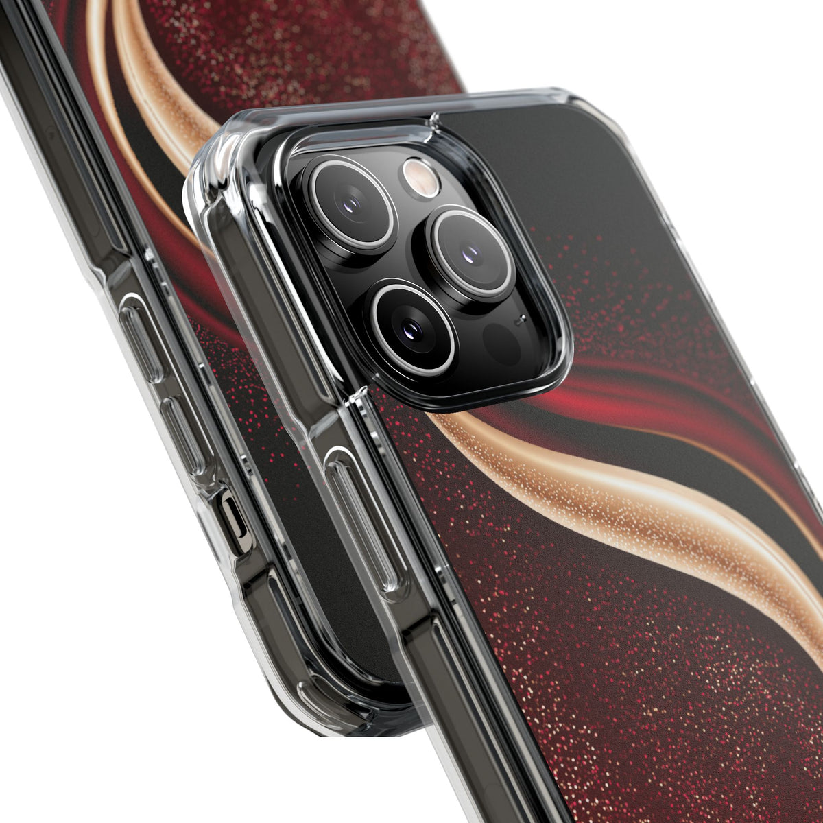 Gilded Crimson Flow · Clear Impact Magnetic Phone Case for iPhone · Red