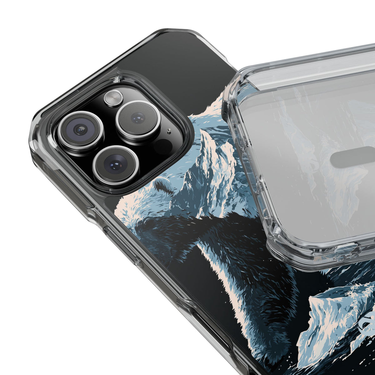 Nordic Arctic Bear · Clear Impact Magnetic Phone Case for iPhone · Black