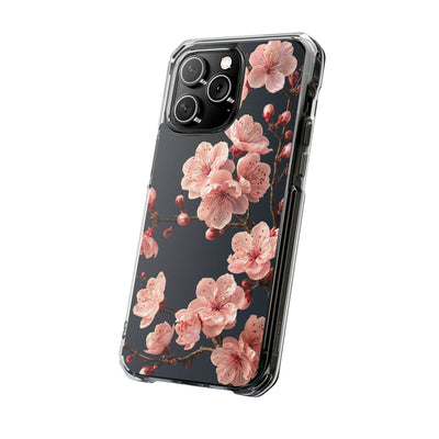 Midnight Sakura Bloom · Clear Impact Magnetic Phone Case for iPhone · Pink