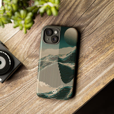 Green Tough Phone Case for iPhone - Lunar Moss Topography
