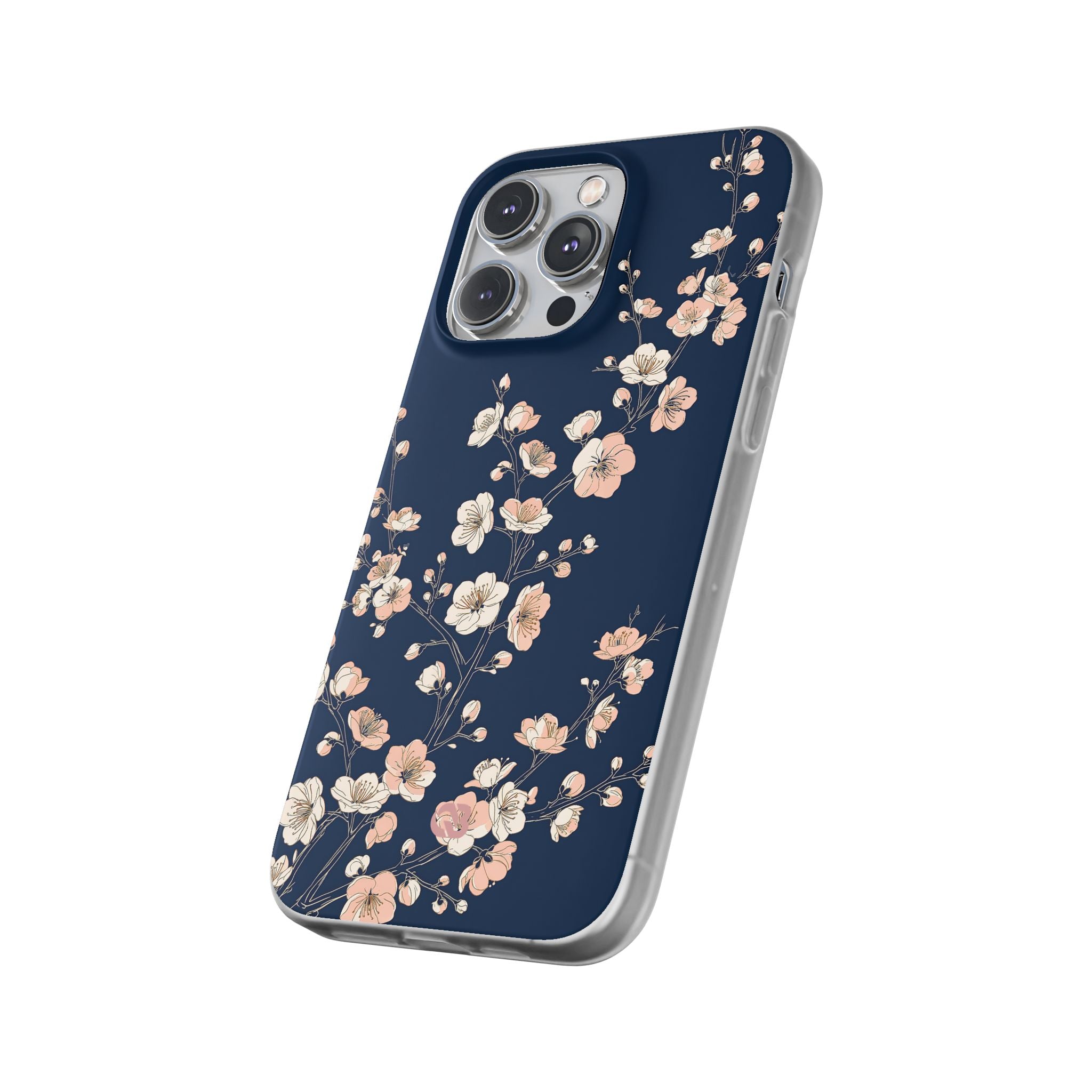 Blue Lite Phone Case for iPhone - Midnight Peach Sakura