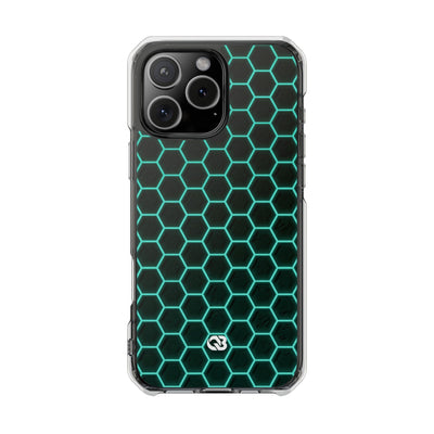 Neon Hex Spectrum · Clear Impact Magnetic Phone Case for iPhone · Teal