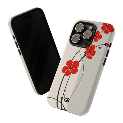 Red Tough Phone Case for iPhone - Crimson Plum Ink