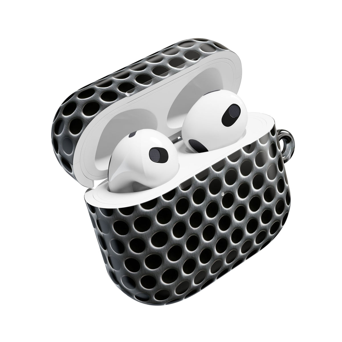Brushed Perforated Steel · Hard Case for AirPods & AirPods Pro · Silver