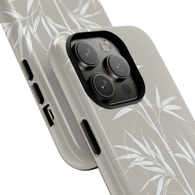 Beige Tough 2.0 Magsafe Phone Case for iPhone - Sandstone Bamboo Stalks