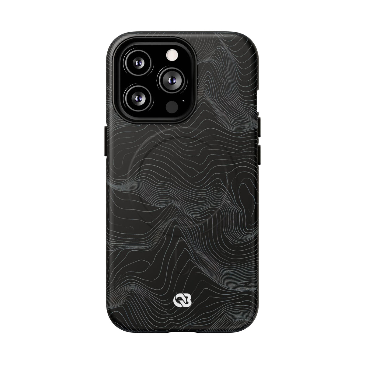 Black Tough 2.0 Magnetic Phone Case for iPhone - Obsidian Topo Wireframe