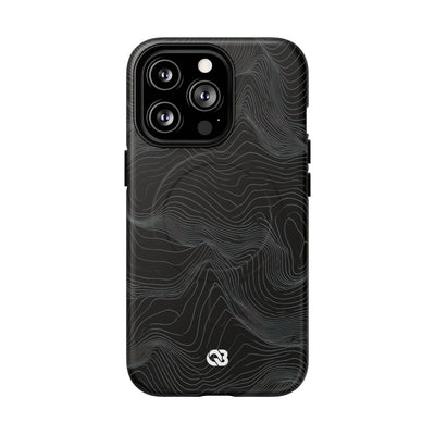 Black Tough 2.0 Magnetic Phone Case for iPhone - Obsidian Topo Wireframe