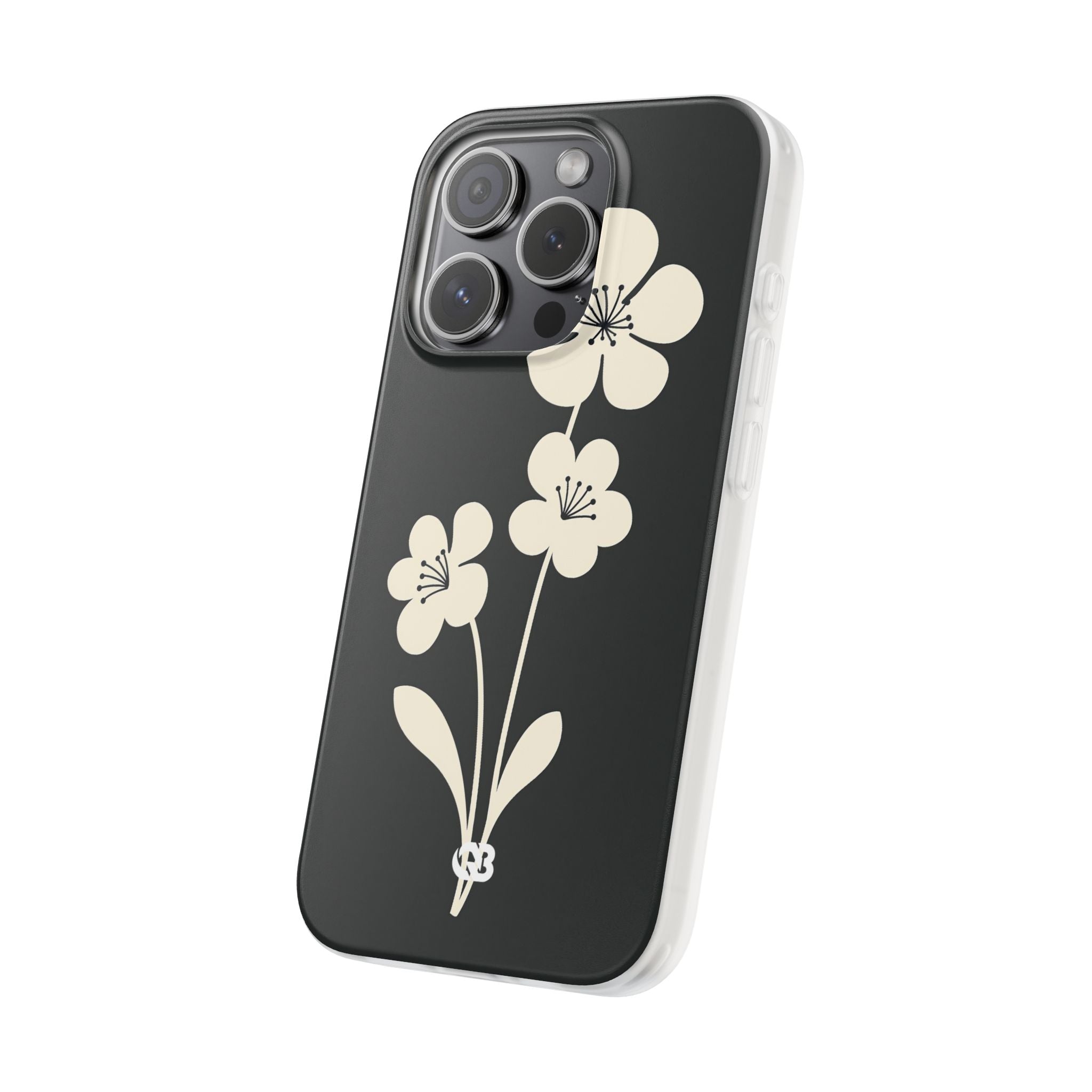 Black Lite Phone Case for iPhone - Obsidian Cream Bloom