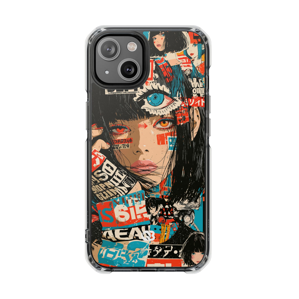 Shibuya Street Collage · Clear Impact Magnetic Phone Case for iPhone · Red