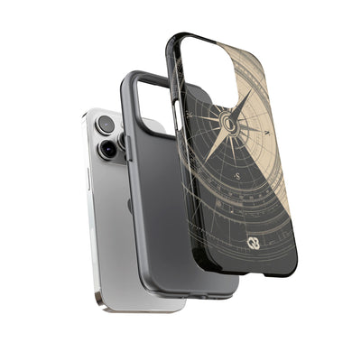Beige Tough Phone Case for iPhone - Obsidian Nautical Blueprint