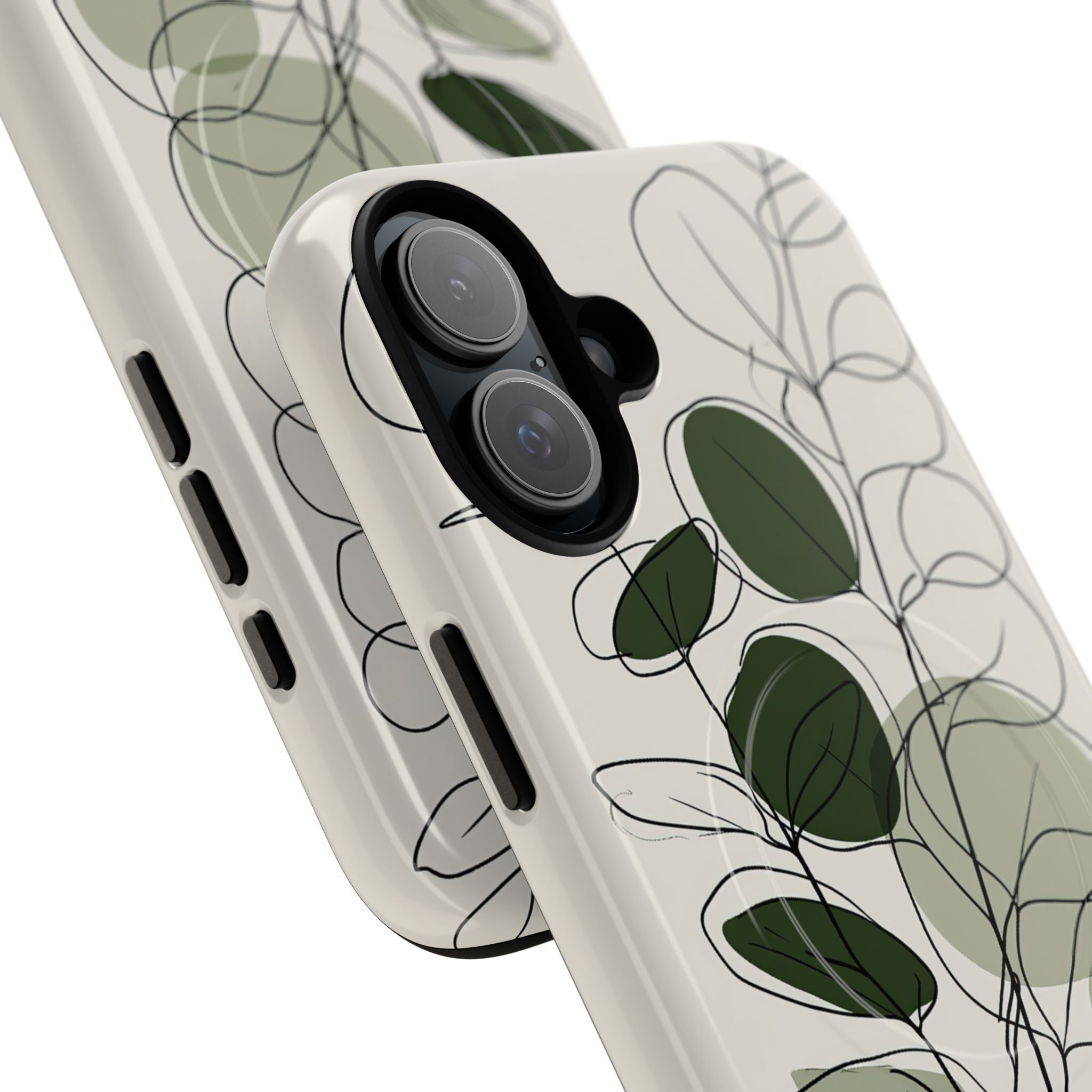 Green Tough 2.0 Magsafe Phone Case for iPhone - Muted Eucalyptus Sketch
