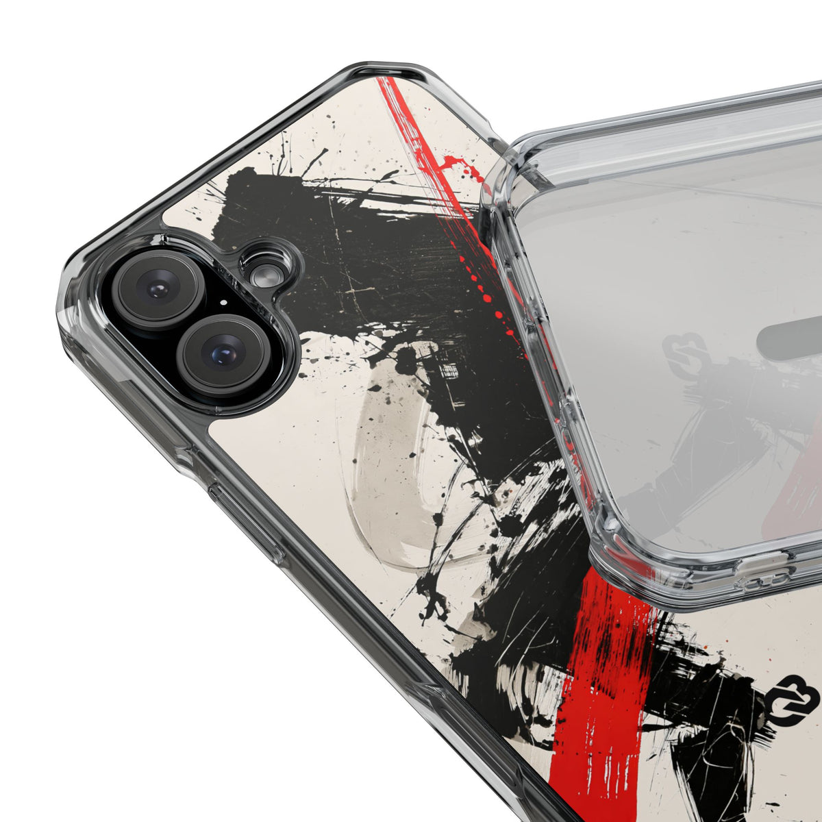 Crimson Sumi Slash · Clear Impact Magnetic Phone Case for iPhone · White