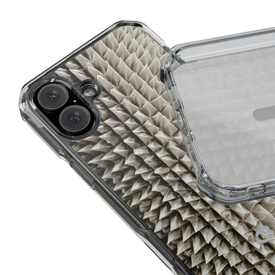 Beige Impact MagSafe Phone Case for iPhone - Bone Spiked Grid