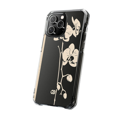 Black Impact MagSafe Phone Case for iPhone - Obsidian Bone Orchid