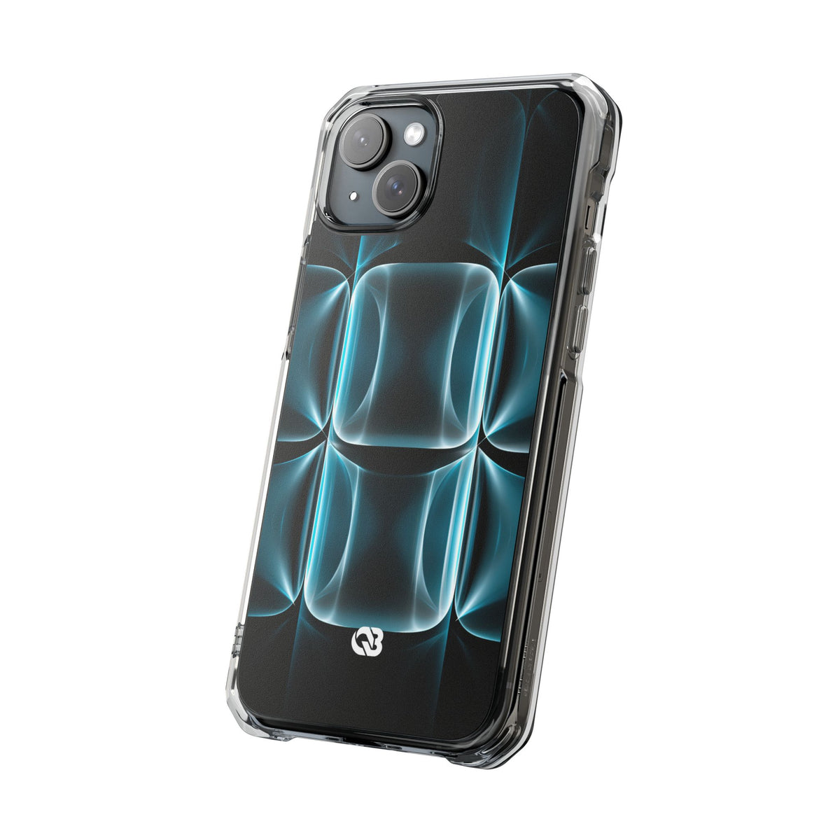 Translucent Cyber Grid · Clear Impact Magnetic Phone Case for iPhone ·  Teal