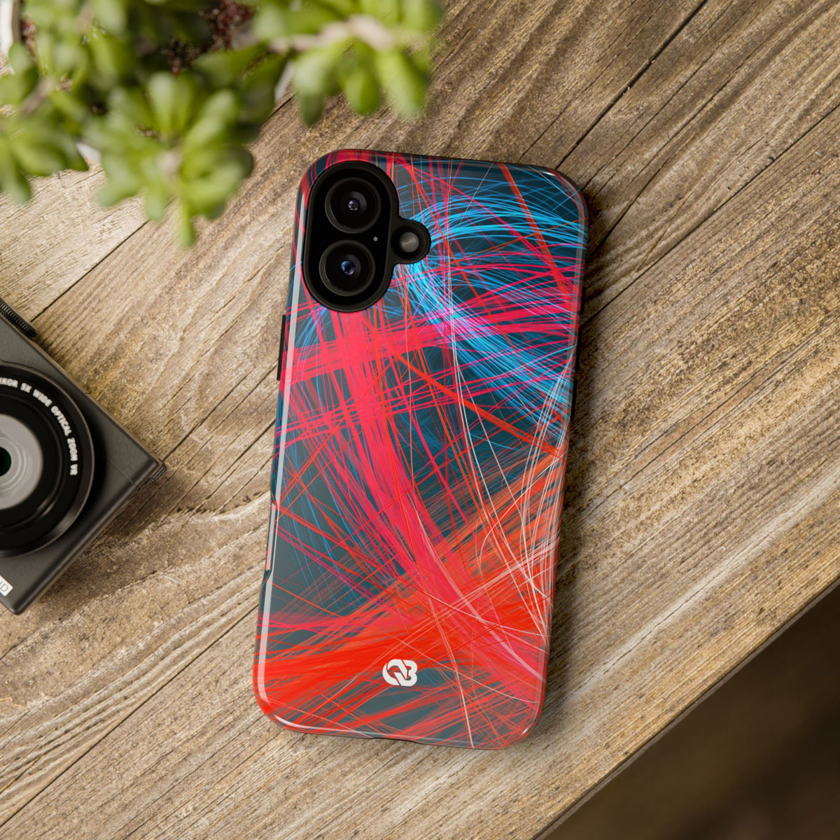 Neon Fiber Stream · Tough Phone Case for iPhone · Red