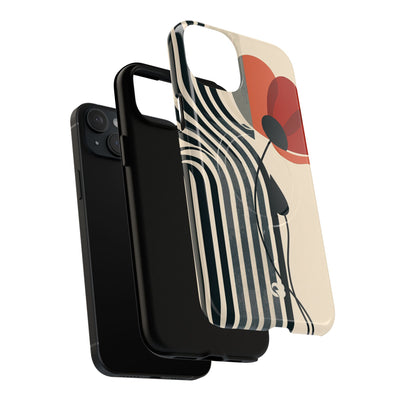 Beige Tough 2.0 Magsafe Phone Case for iPhone - Crimson Line Bloom