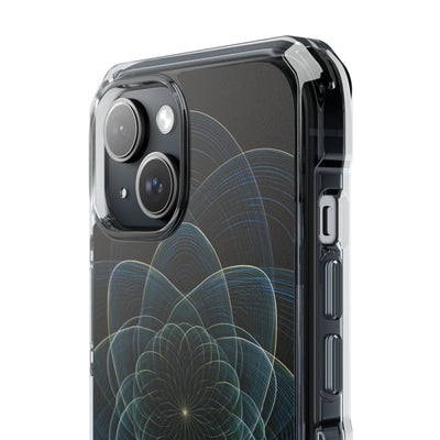 Blue Impact MagSafe Phone Case for iPhone - Celestial Wireframe Bloom