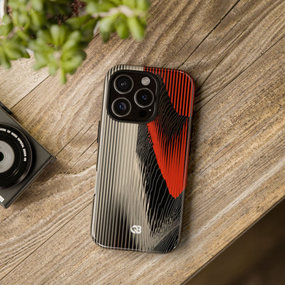 Red Tough Phone Case for iPhone - Crimson Pulse Topo