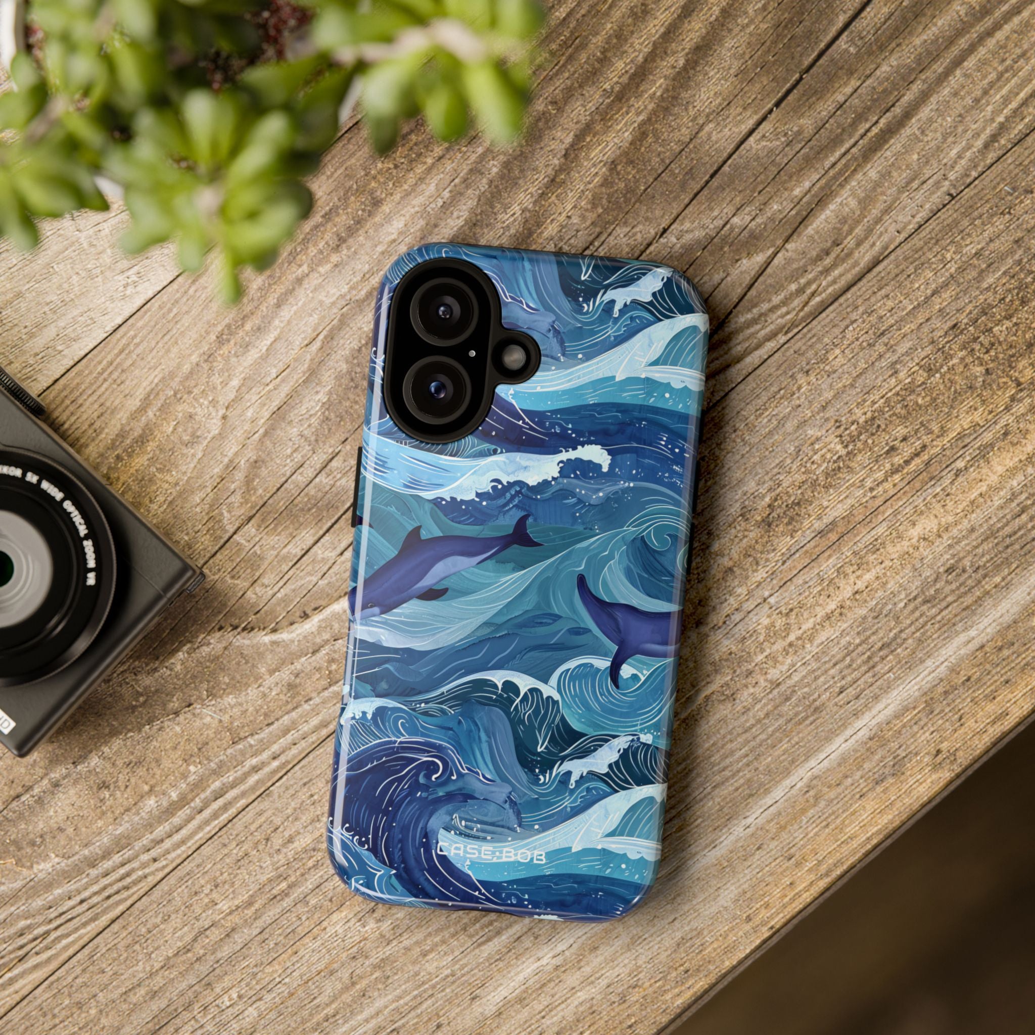 Dolphin Waves iPhone 16 Case - Tough