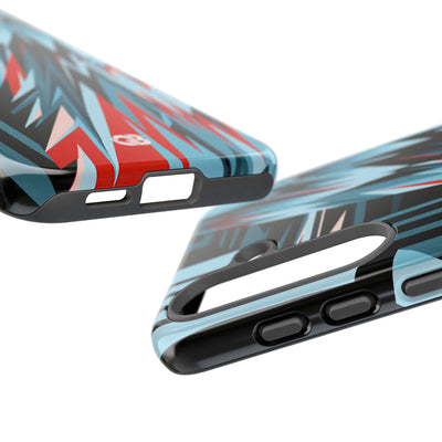 Blue Tough Phone Case for Samsung - Glitch Peak Cyan