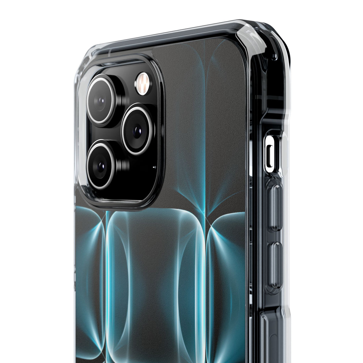 Translucent Cyber Grid · Clear Impact Magnetic Phone Case for iPhone ·  Teal